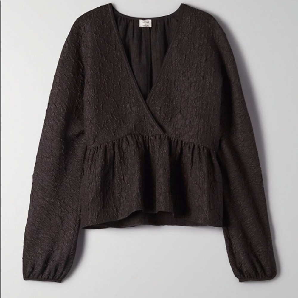 Aritzia Wilfred Jacquard Peplum Blouse